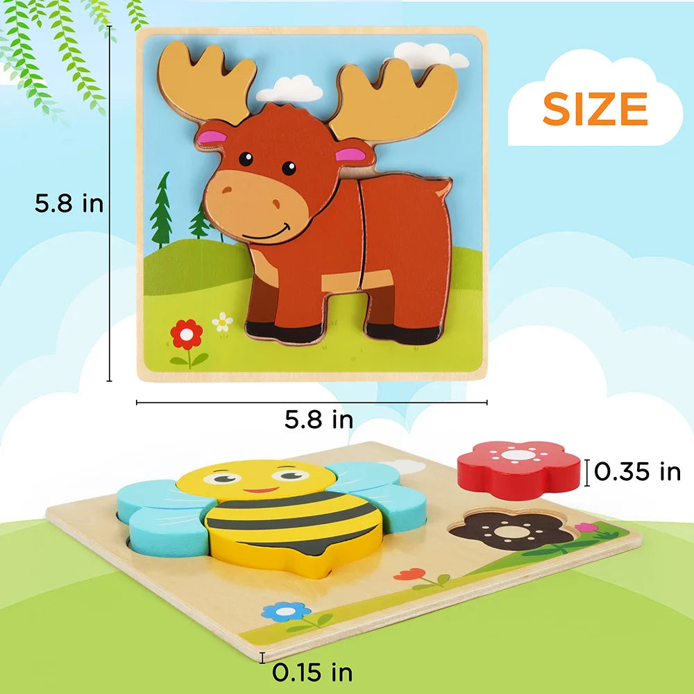 Pack Animal Wooden Puzzle Set