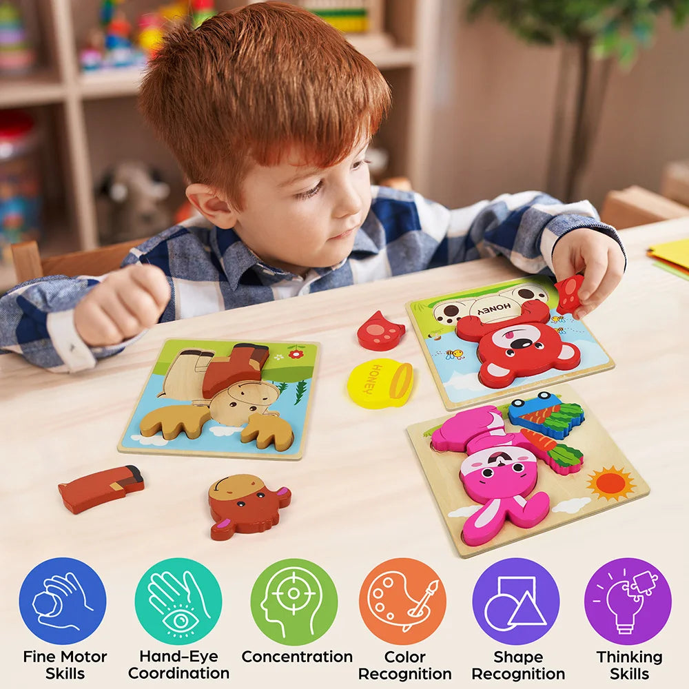 Pack Animal Wooden Puzzle Set
