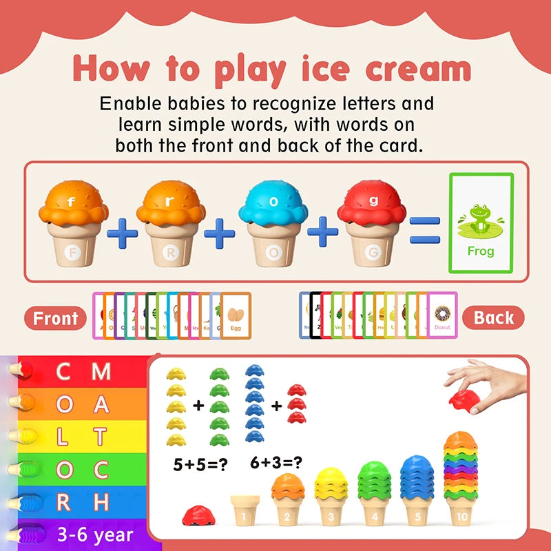 Colorful Ice Cream Learning Set